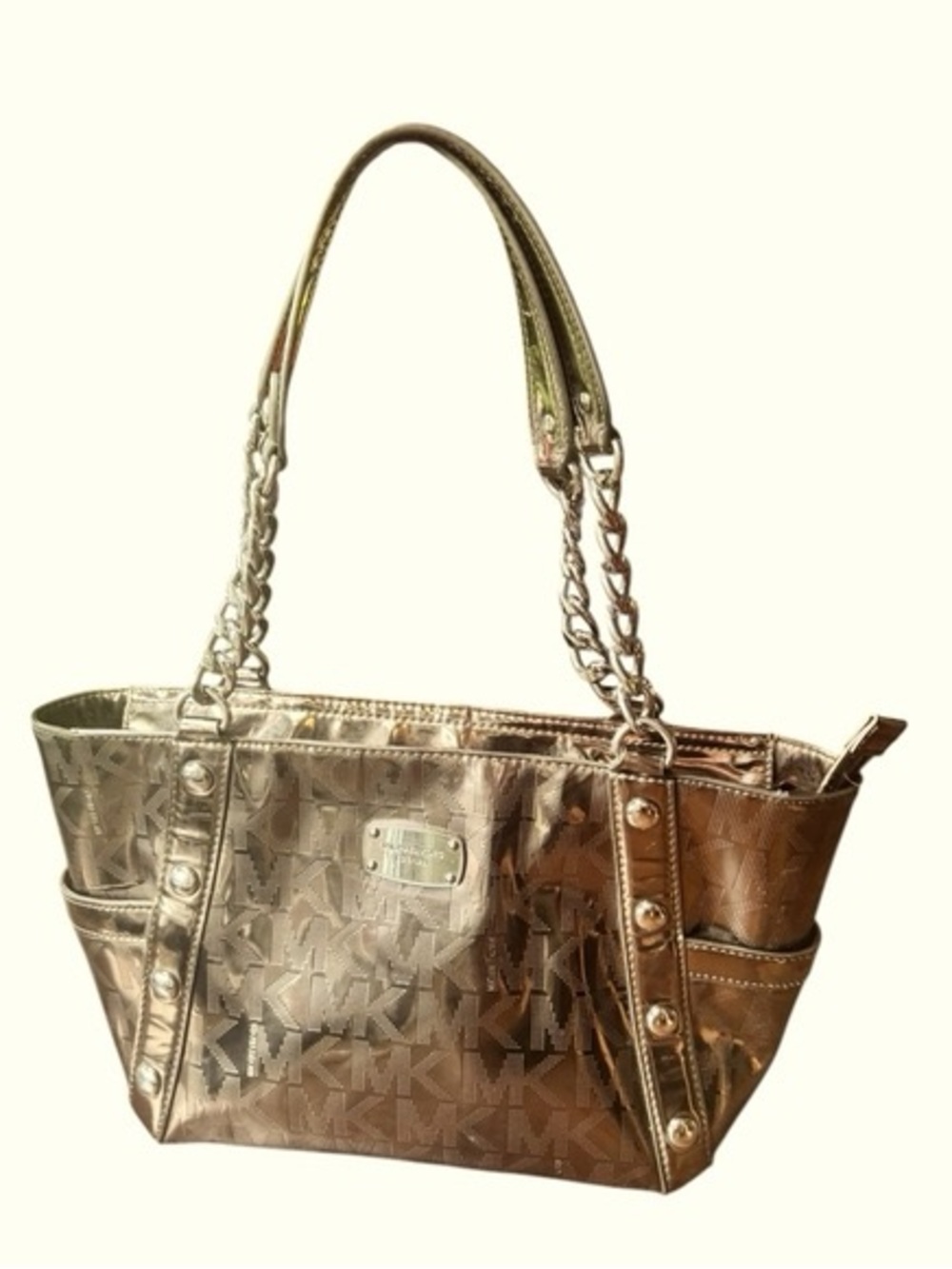 Michael Kors Metallic Gold Shoulder Tote with Chain Straps